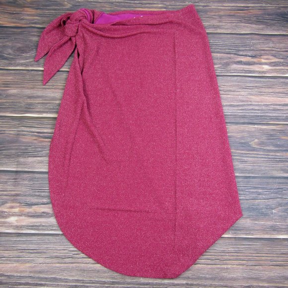Good American NEW XS-XL Size 0-4 Pink Sparkle Glitter Tie Sarong Beach Summer - Picture 6 of 7